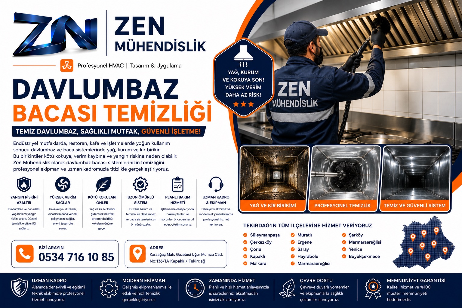 Tekirdağ Davlumbaz Bacası Temizliği