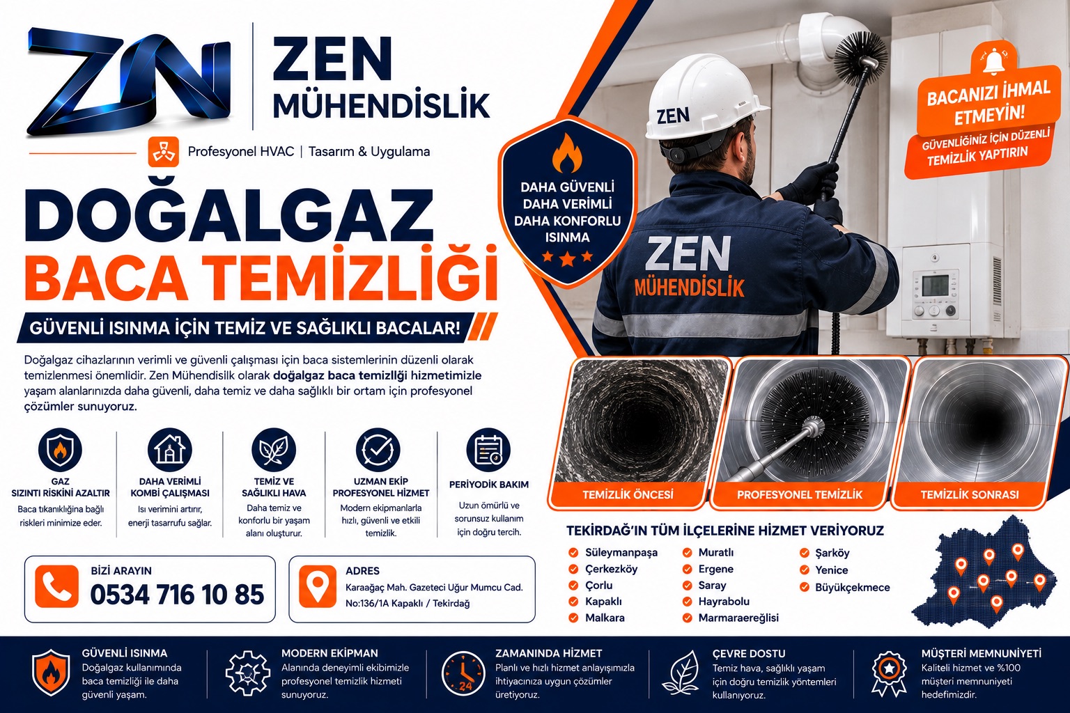Tekirdağ Doğalgaz Baca Temizliği