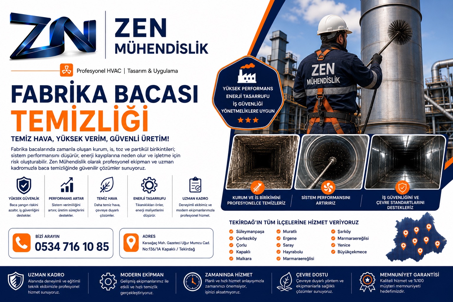 Tekirdağ Fabrika Bacası Temizliği